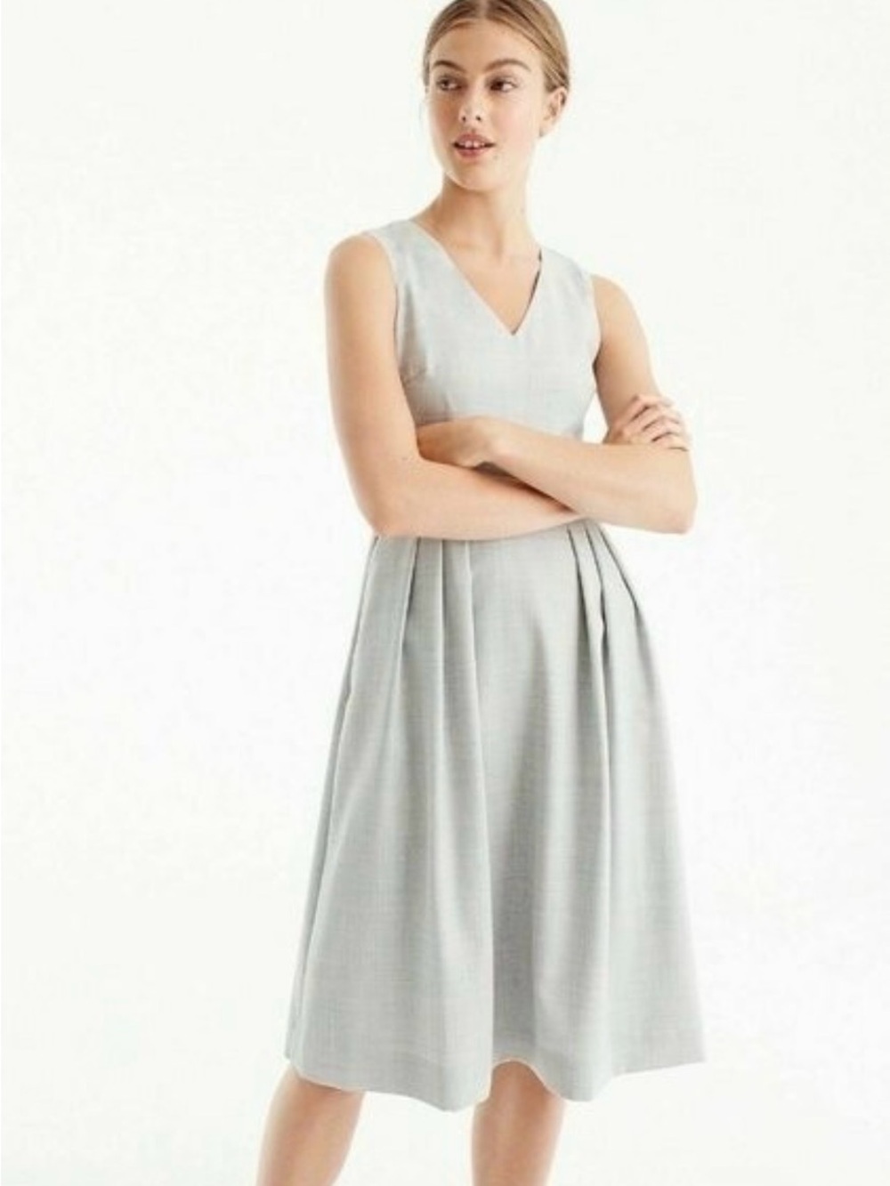Nwot J. CREW Gray classic Wool Blend pleated Sleeveless Dress Size 2